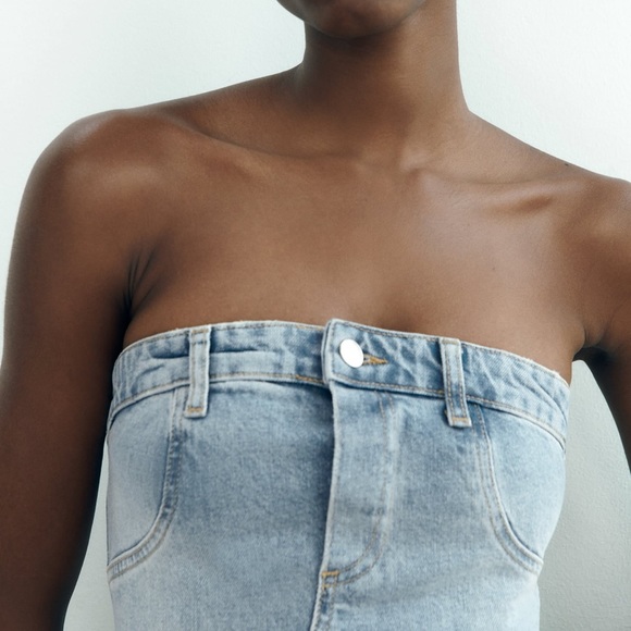 Zara TRF strapless denim dress - Picture 11 of 16